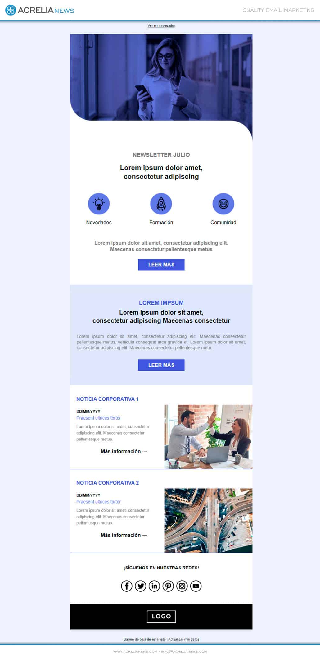 Responsive email template: Comunicación interna