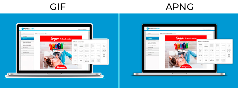 Imagen GIF vs APNG Email màrque