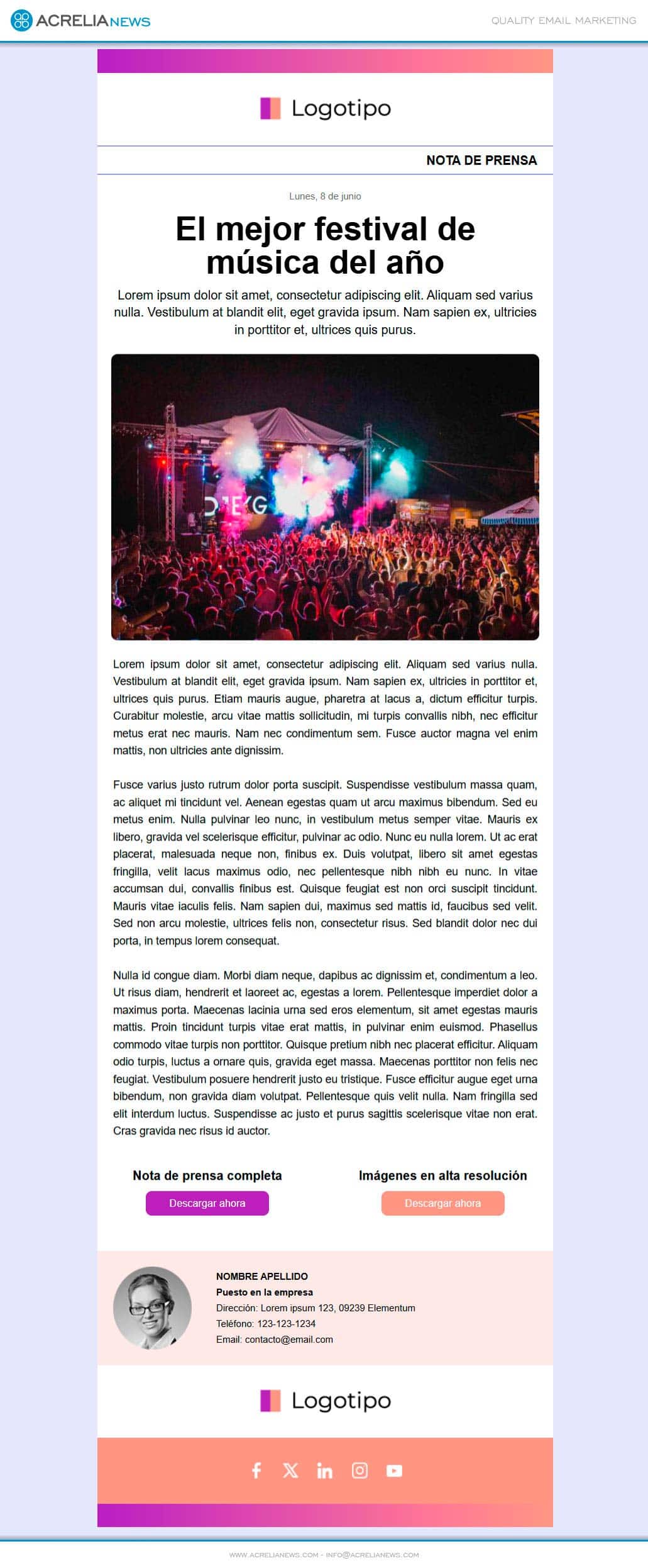 Responsive email template: 